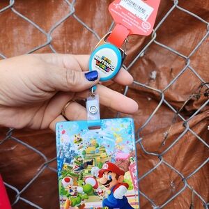 Nintendo Super Mario Blue and Red Lanyard with ID Holder